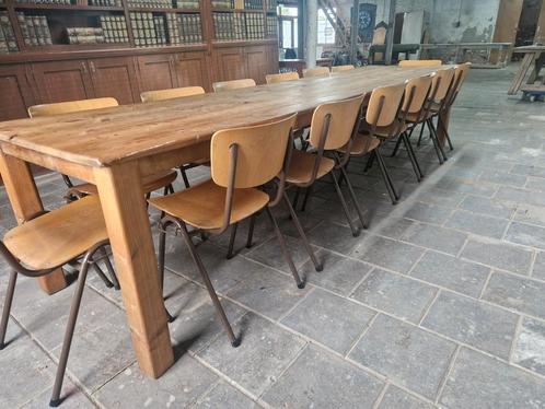 Geweldig mooie extra lange boerentafel-tuintafel +14 stoelen, Huis en Inrichting, Tafels | Eettafels, Gebruikt, Ophalen of Verzenden