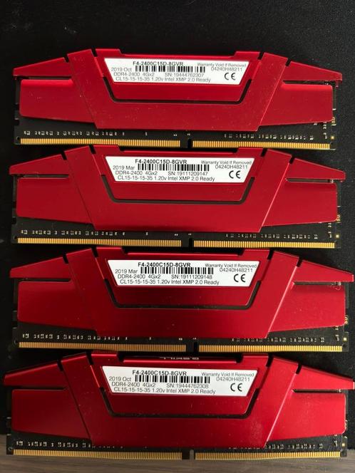 Ripjaws DDR4 RAM 2400(4 x 4GB) voor desktop, Computers en Software, RAM geheugen, Gebruikt, Desktop, 16 GB, DDR4, Ophalen