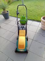 Grasmachine 32 CM maaibreedte ,kleur geel met groen,merk ter, 30 t/m 39 cm, Elektrische grasmaaier, Gebruikt, Ophalen