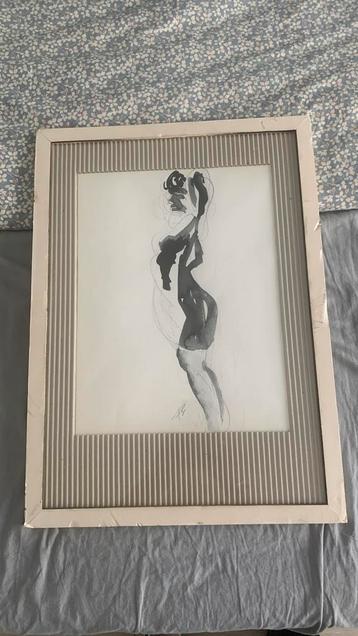 Minimalistisch waterverf portret van Frank Gryffroy beschikbaar voor biedingen