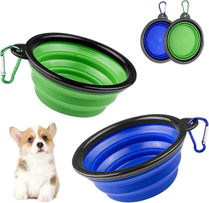 2 stuks opvouwbare en intrekbare hondenbakken | Nieuw, Dieren en Toebehoren, Hondenvoerbakken en Drinkbakken, Nieuw, Verstelbaar