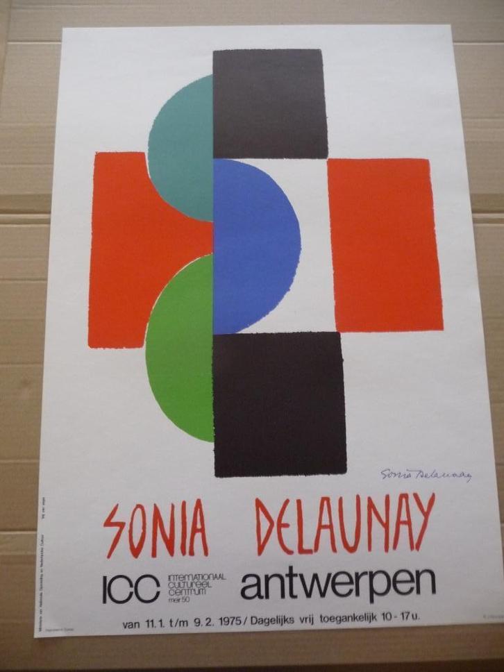 SONIA DELAUNAY - ZELDZAME AFFICHE ICC ANTWERPEN, Antiek en Kunst, Kunst | Litho's en Zeefdrukken, Ophalen of Verzenden