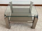 Table basse Belgo Chrom verre fumé miroir /verre transparent, Huis en Inrichting, Ophalen, Zo goed als nieuw, Glas