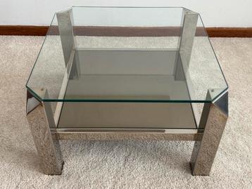 Table basse Belgo Chrom verre fumé miroir /verre transparent beschikbaar voor biedingen
