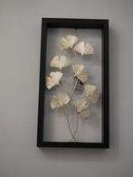 Wanddecoratie Houten frame + gouden metalen bladeren, Verzenden, Nieuw