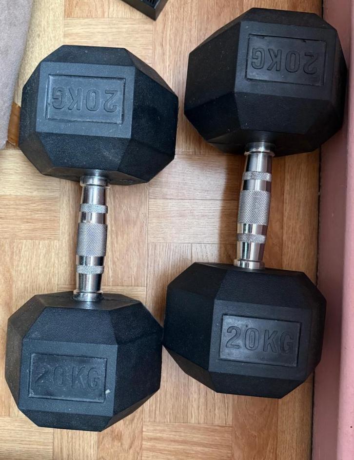 Hex Dumbells 20kg, Sport en Fitness, Fitnessmaterialen, Zo goed als nieuw, Armen, Benen, Borst, Buik, Rug, Ophalen