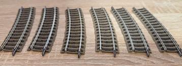 6 x Fleischmann 6122 H0 Half gebogen rail Profi-rails beschikbaar voor biedingen