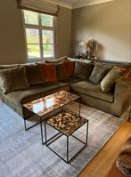 Zithoek fluweel cognac/groen, Huis en Inrichting, Zetels | Complete zithoeken, Ophalen