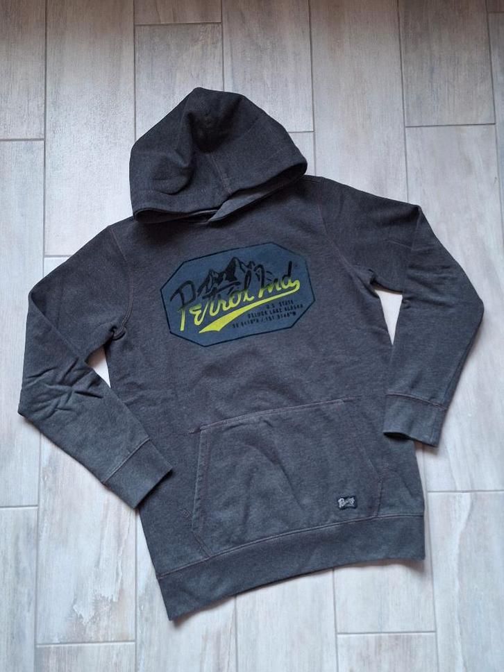 ★ M164 - Trui met kap Petrol, Kinderen en Baby's, Kinderkleding | Maat 164, Gebruikt, Jongen, Trui of Vest, Ophalen of Verzenden