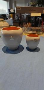 Bloempotjes potjes merk Rasteli wit/oranje, Tuin en Terras, Rond, Binnen, Ophalen of Verzenden, Zo goed als nieuw