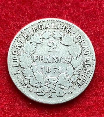 Muntencollectie - 2 munten van Franse frank 1870 - 1871 beschikbaar voor biedingen