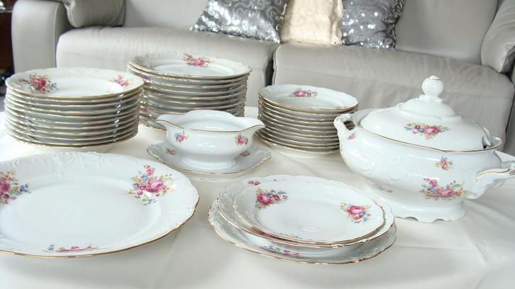 Très beau ancien service de table, signé, numéroté, vintage, Antiek en Kunst, Antiek | Servies compleet, Ophalen of Verzenden