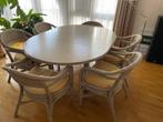 rotan tafel met 6 stoelen, Huis en Inrichting, Ophalen, Gebruikt, 100 tot 150 cm, Vijf personen of meer