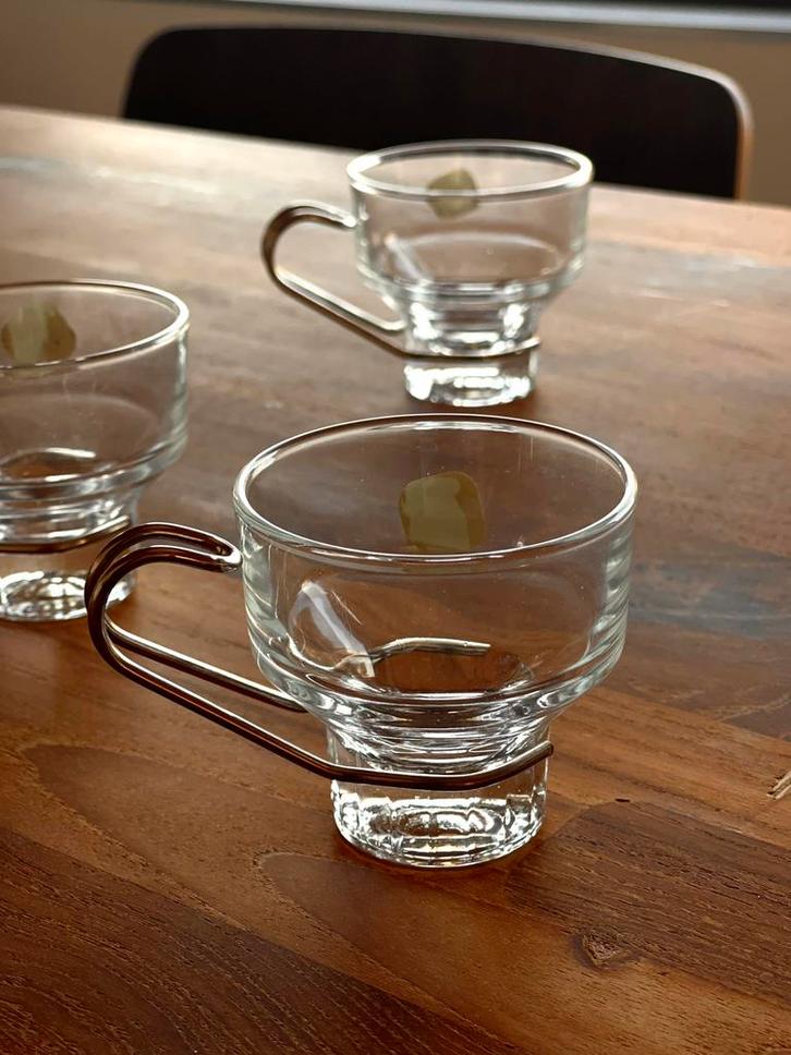 5 vintage kopjes F&P Lavorazione (handgemaakt), Huis en Inrichting, Keuken | Servies, Nieuw, Glas of Glazen, Glas, Ophalen of Verzenden