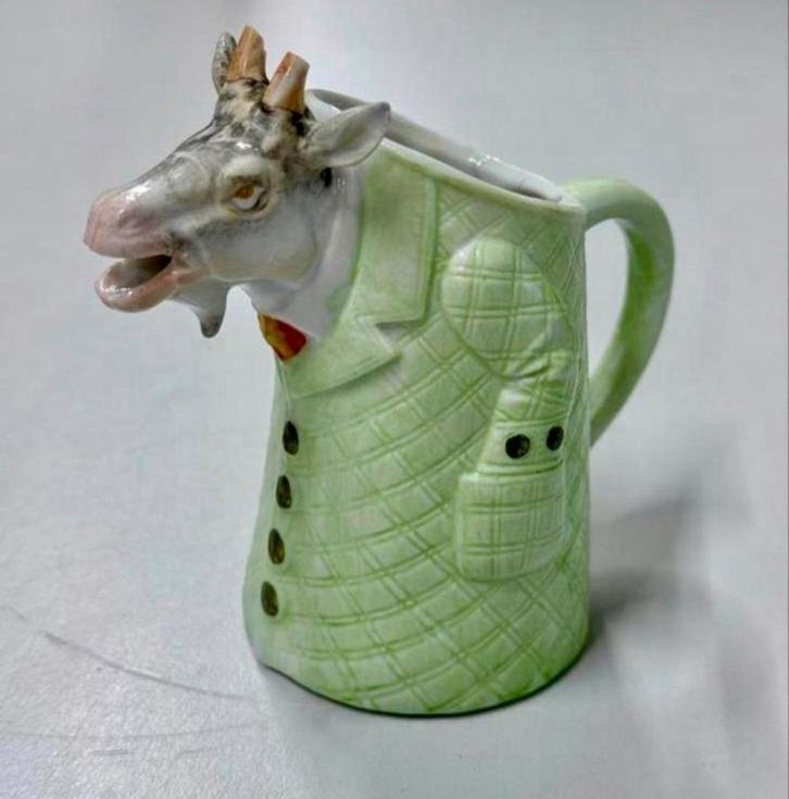 Antiek Melkkan melk-kan SCHAFER & VATER Geit Goat Porselein, Antiek en Kunst, Antiek | Servies los, Ophalen of Verzenden