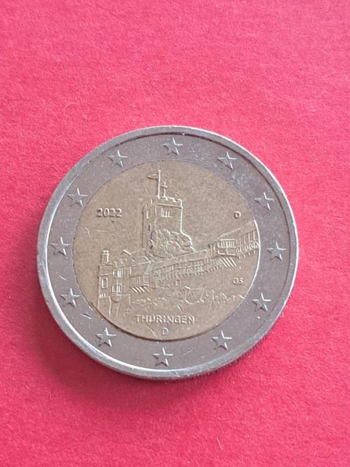 2022 Duitsland 2 euro Thüringen D München, Postzegels en Munten, Munten | Europa | Euromunten, Losse munt, 2 euro, Duitsland, Verzenden