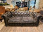 Stoere Chesterfield 3 Zits bank Vintage look Zwart Lifestyle, Antiek en Kunst, Ophalen of Verzenden