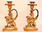 Deux chandeliers anciens en bronze du XIXe siècle., Antiquités & Art, Antiquités | Bronze & Cuivre, Enlèvement ou Envoi