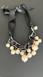 Ketting met parels en zwart striklint, Ophalen, Zo goed als nieuw, Zwart
