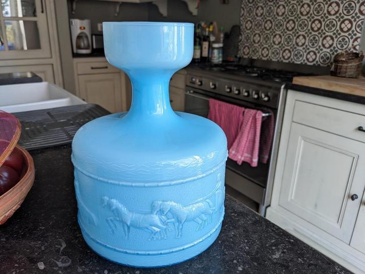 Vintage glazen vaas van Empoli - Turkooisblauw - jaren 50, Antiek en Kunst, Curiosa en Brocante, Ophalen