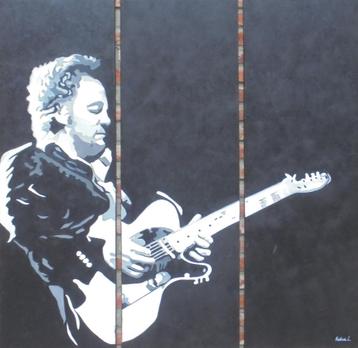 groot olieschilderij 3-luik Bruce Springsteen (120x120)