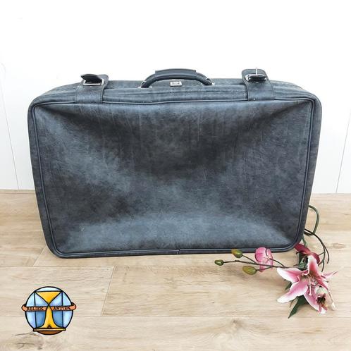 Valise de voyage grise vintage (skaï) (également expédiée) 7, Bijoux, Sacs & Beauté, Valises, Comme neuf, Enlèvement ou Envoi