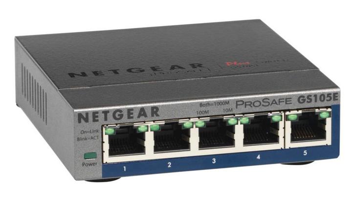 Netgear Gigabit Switch 5 Poorten Managed ProSafe GS105E, Computers en Software, Netwerk switches, Zo goed als nieuw, Ophalen