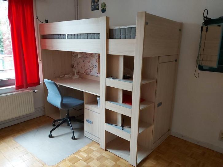 Tiener hoogslaper met bureau + kleerkast (Gova), Huis en Inrichting, Slaapkamer | Stapelbedden en Hoogslapers, Gebruikt, Hoogslaper