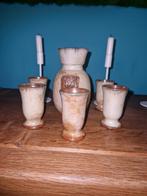 Set van kan en 5 tassen in zandsteen, Huis en Inrichting, Keuken | Servies, Ophalen of Verzenden