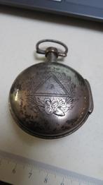 zakhorloge, vrijmetselarij, 19de eeuw, werkend, zilver, Ophalen, Zilver