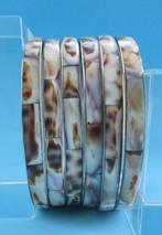 AS02: Wit/Bruin Schelp br.: 6mm.- Binnenmaat: 6,6cm-staal, Verzenden, Nieuw, Wit, Staal