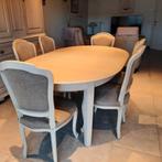 Landelijke  uitschijfbare eettafel + 6 stoelen, Huis en Inrichting, Ophalen