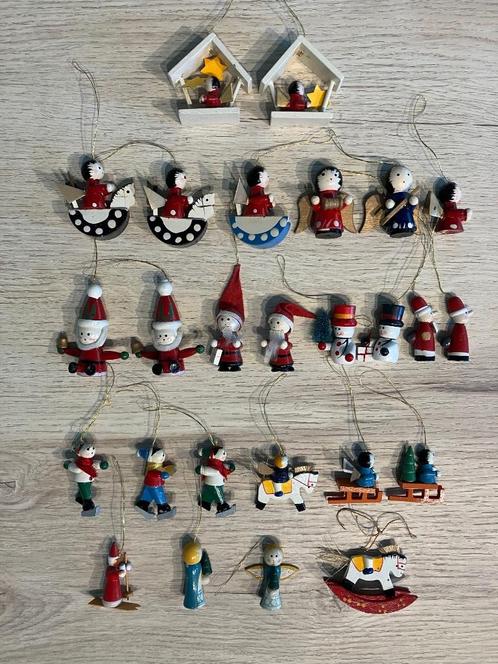 40 mini-figurines en bois pour le sapin de Noël, Divers, Noël, Utilisé, Enlèvement ou Envoi