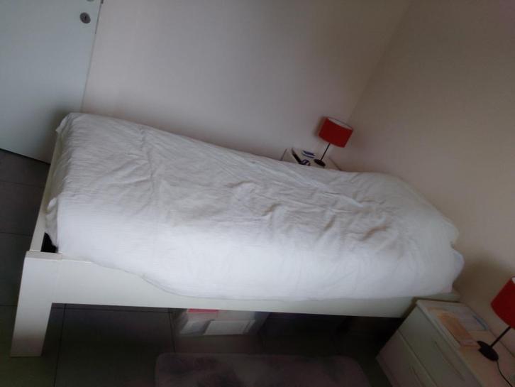 bed voor 1 persoon met boxspring, Huis en Inrichting, Slaapkamer | Bedden, Zo goed als nieuw, Eenpersoons, 90 cm, 200 cm, Hout