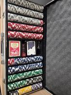 Poker set 750 Clay Chips Aluminium Koffer + Kaartenset, Ophalen, Zo goed als nieuw