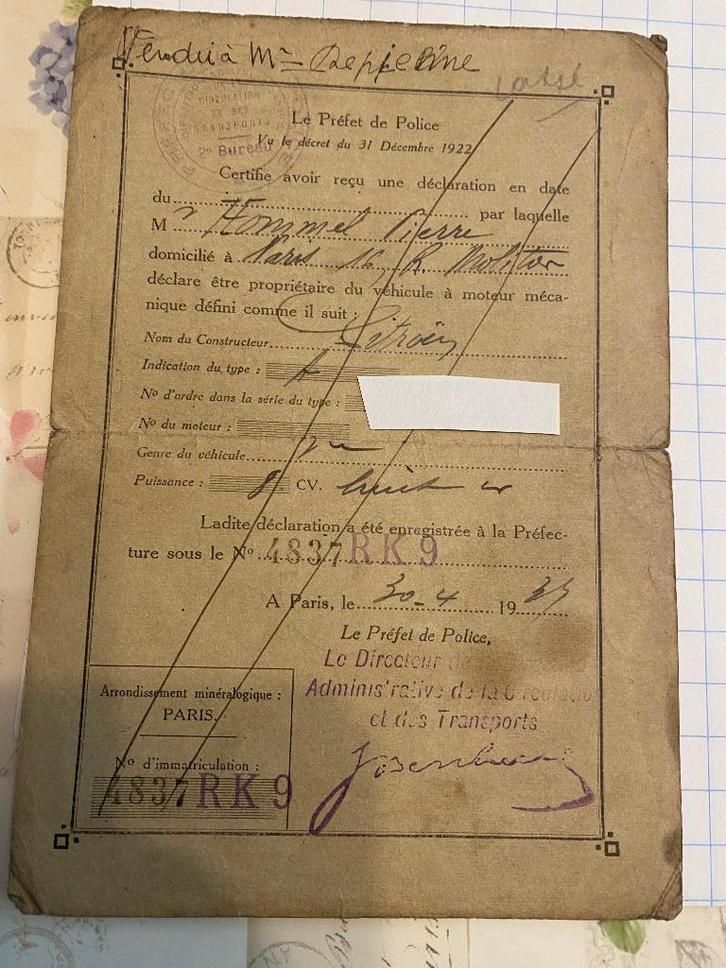 Carte grissen van vooroorlogse citroen A oldtimer, Auto diversen, Handleidingen en Instructieboekjes, Ophalen of Verzenden