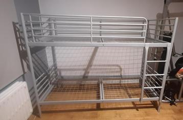 Lit superposé métal gris, 90 cm, Enlèvement, Utilisé, Lits superposés