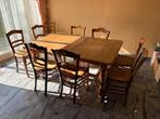 Table ancienne, 3 rallonges, 8 chaises, Ophalen, Gebruikt, 6 tot 8 stoelen