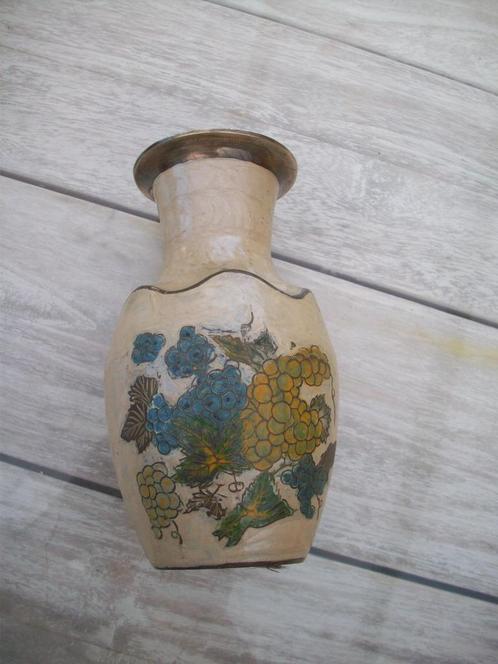 grote koper gebakken emaile vaas, Antiek en Kunst, Antiek | Brons en Koper, Koper, Ophalen of Verzenden