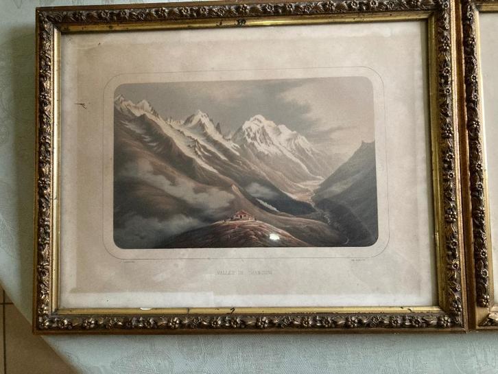 cadres avec impressions montagne, Antiek en Kunst, Kunst | Litho's en Zeefdrukken, Ophalen
