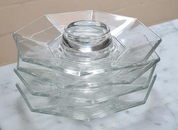 Vintage Eierdop in schaal - glas - 4 stuks
