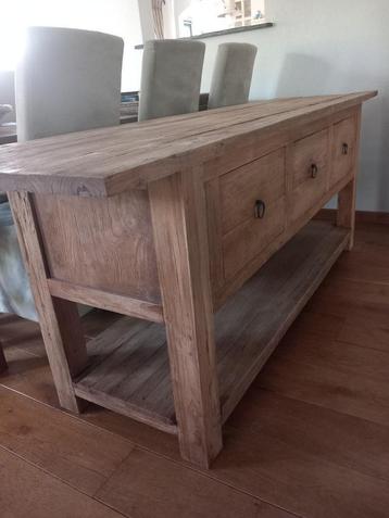 grote sidetable 2.05m keukeneiland / oud teak (reliëf) beschikbaar voor biedingen