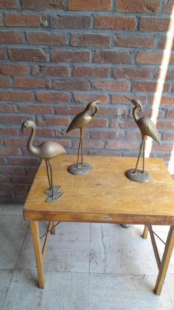 Kraanvogel en flamingo in messing beschikbaar voor biedingen