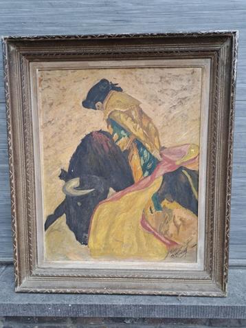 huile sur panneau corrida signe beschikbaar voor biedingen