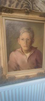 De blonde jongen in roze trui in mooie Barok kader, Antiek en Kunst, Ophalen
