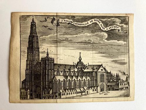 Gravure Kathedraal Antwerpen - Harrewijn - ca 1700, Antiek en Kunst, Kunst | Etsen en Gravures, Ophalen of Verzenden