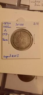 2 frank 1894 Een zilver 835 Zwitserland, Zilver, Ophalen of Verzenden