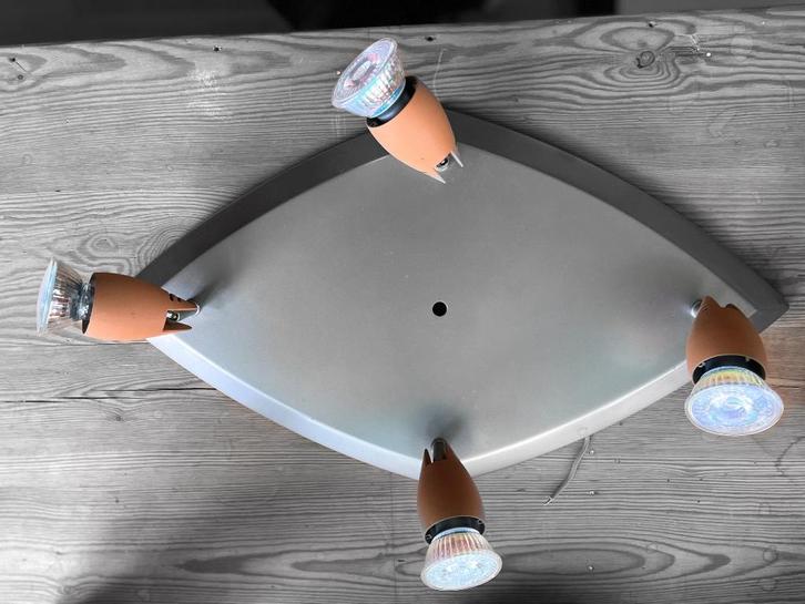 Lamp plafond 4 spots, Huis en Inrichting, Lampen | Plafondlampen, Gebruikt, Metaal, Ophalen of Verzenden