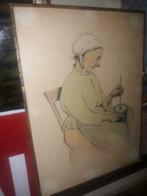 aquarelle la laitiere signe germaine hagemans, Antiek en Kunst, Ophalen of Verzenden