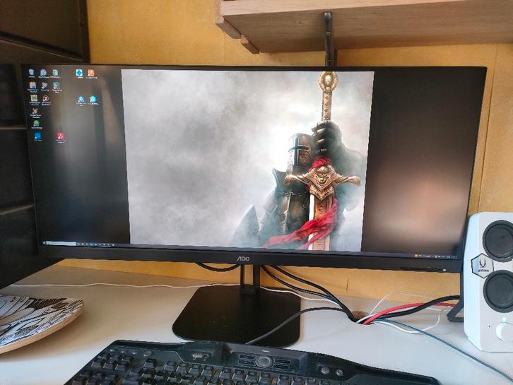 Moniteur AOC 34 pouces, Computers en Software, Monitoren, Nieuw, 61 t/m 100 Hz, DisplayPort, HDMI, USB-C, Gaming, Ingebouwde speakers